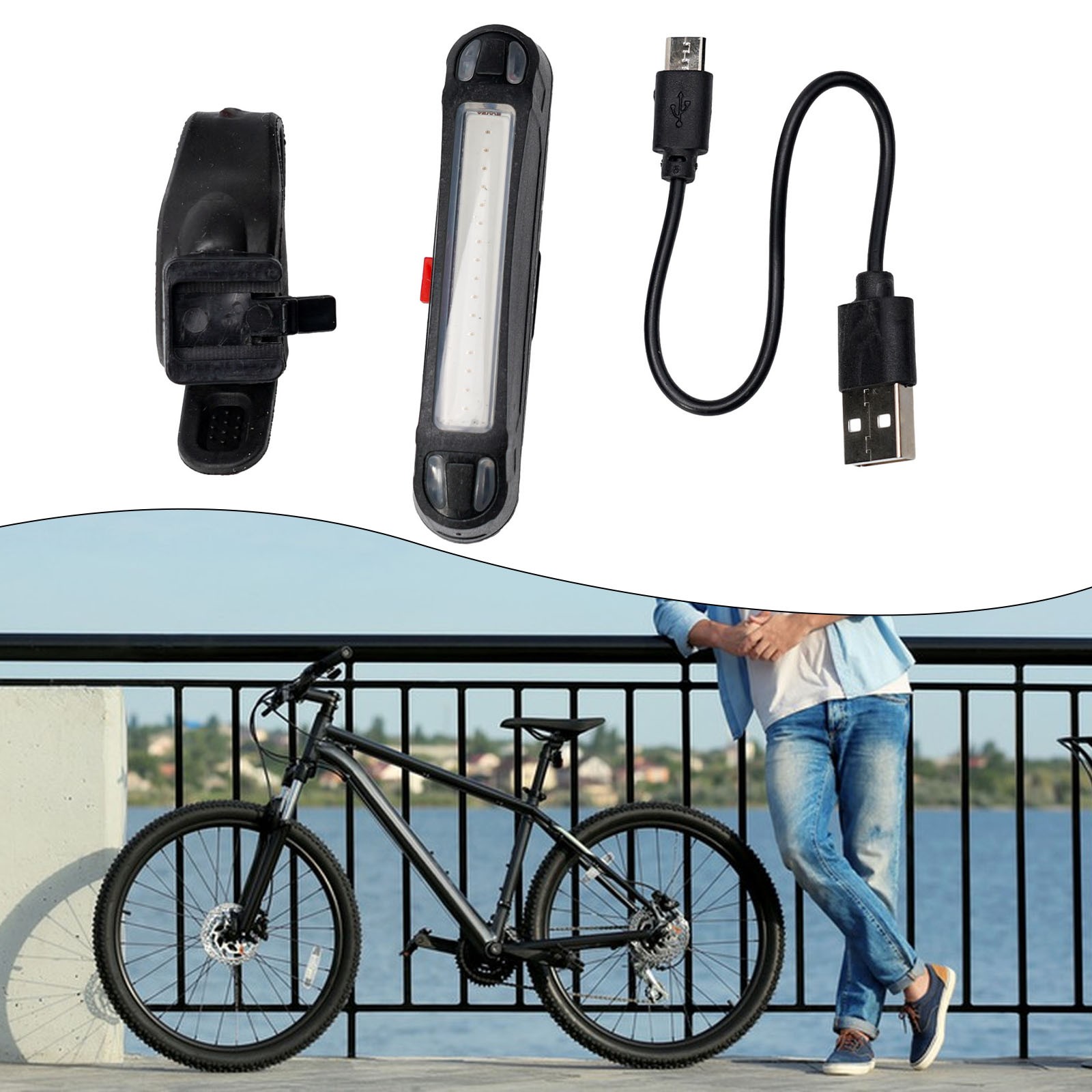 Fanale Posteriore Bicicletta USB Ricaricabile LED Luce di Sicurezza Fanale Posteriore Ciclismo - Foto 28 di 50