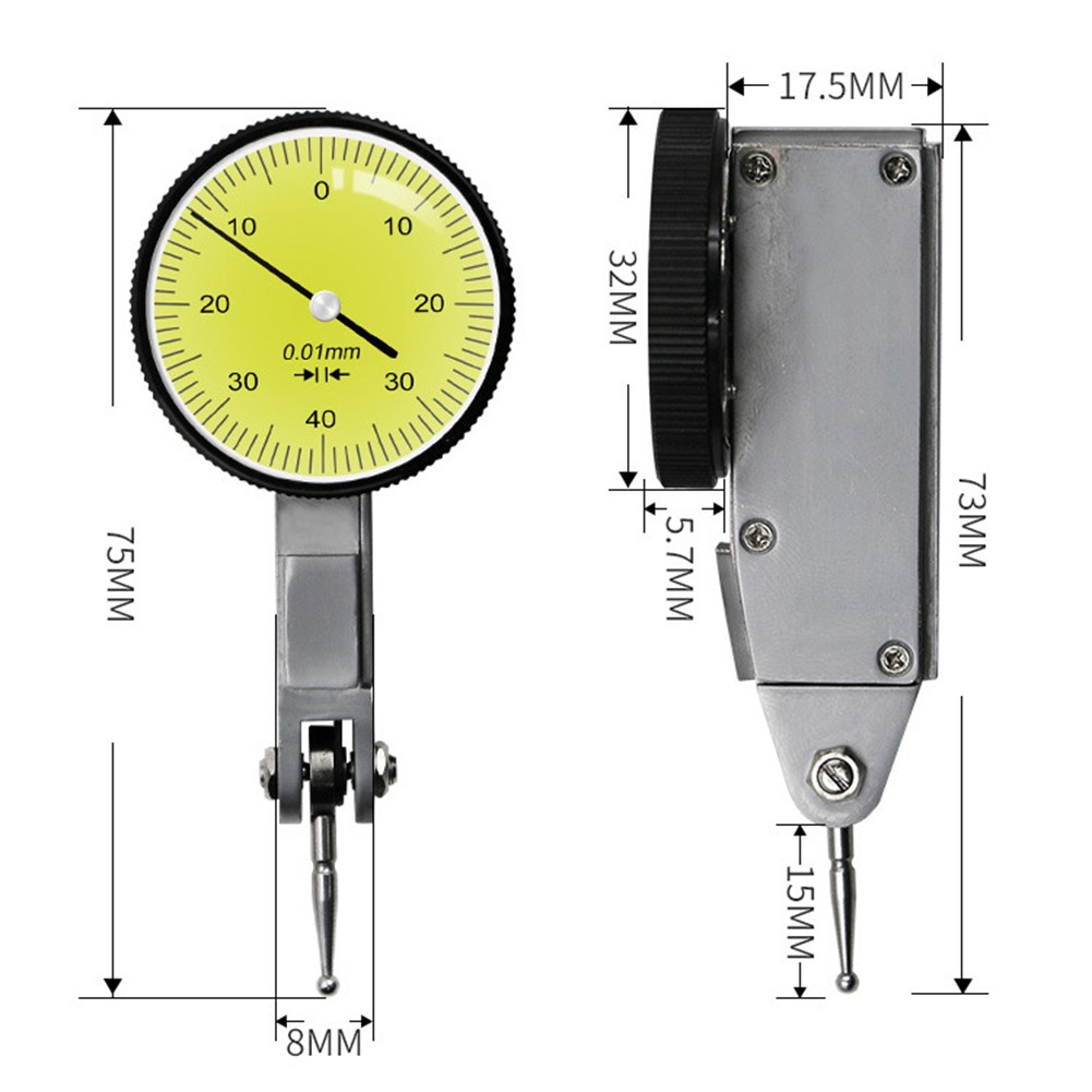 Produktbild von Magnetische Messuhr 0–0,8 Mm – Schwalbenschwanz-Messuhr, 240° Bidirektional, 0,01 Mm Auflösung, Mit Schutzgehäuse Für Die Werkstatt