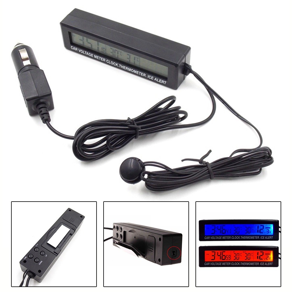 Premium Car Clock Thermometer Voltage Meter for Temperature Monitoring - Picture 2 of 17