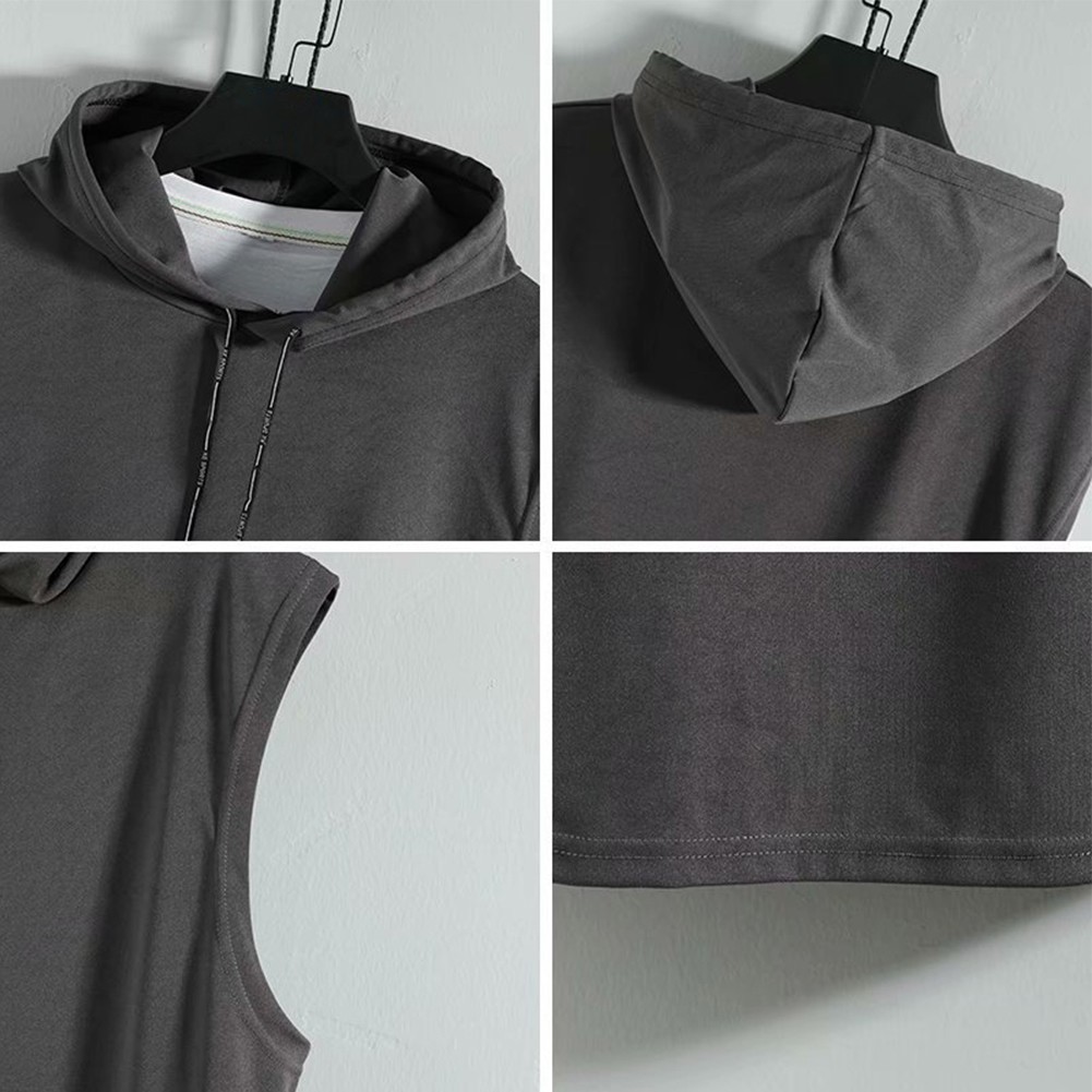 Vest Shirt Daily Bodybuilding Hooded Hoodie Muscle Polyester Sleeveless