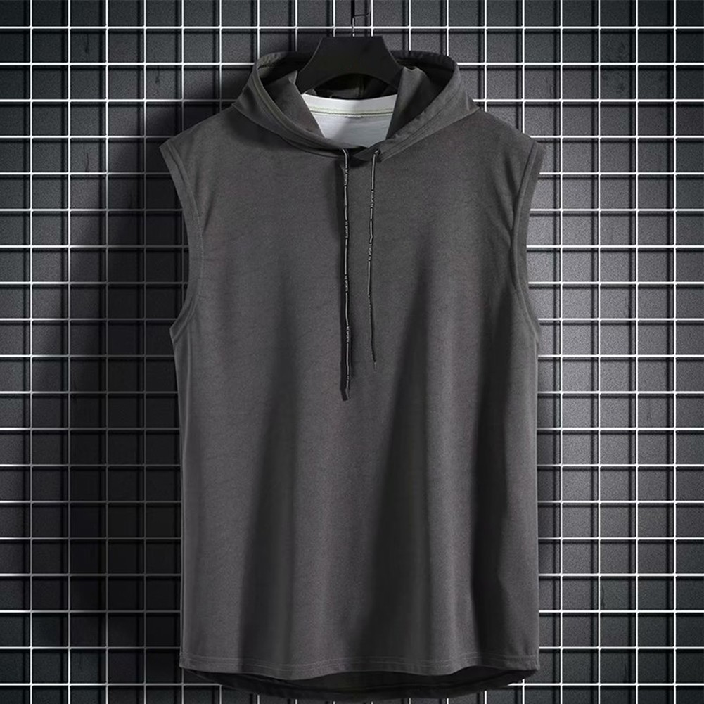 Vest Shirt Daily Bodybuilding Hooded Hoodie Muscle Polyester Sleeveless