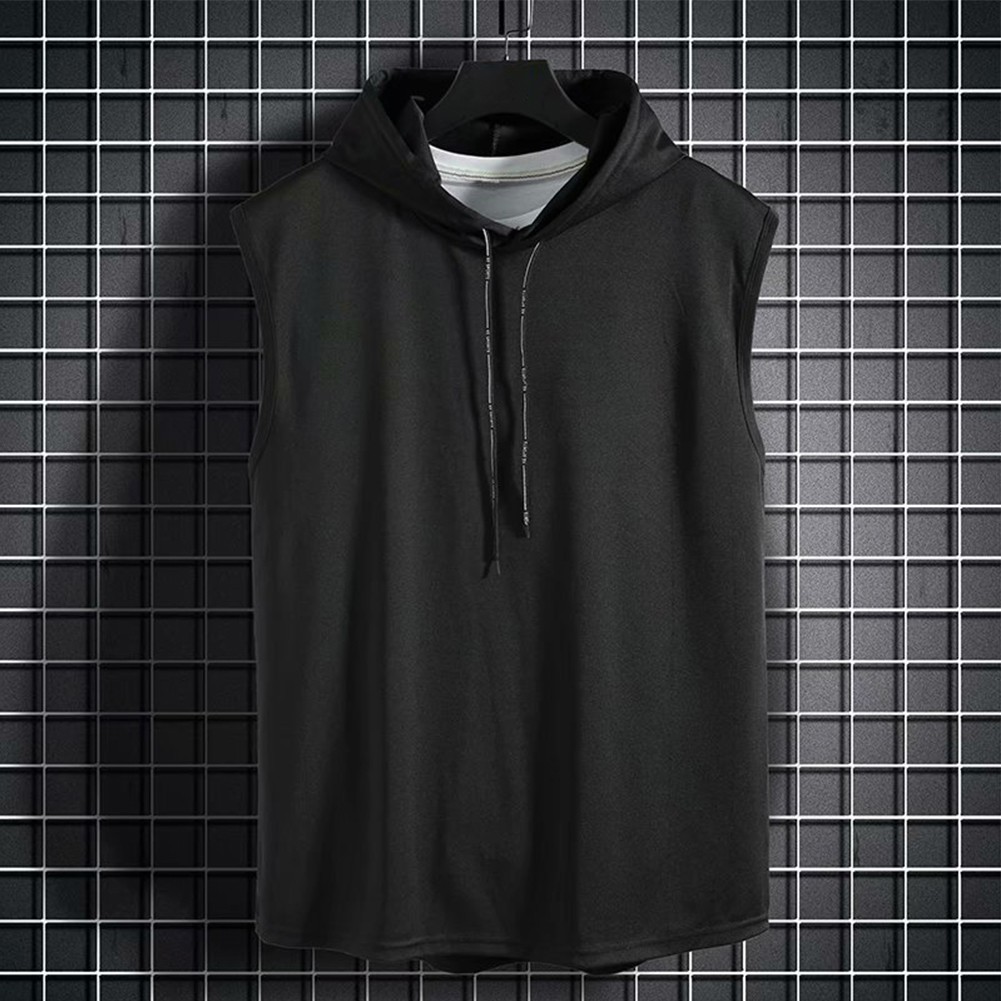 Vest Shirt Daily Bodybuilding Hooded Hoodie Muscle Polyester Sleeveless