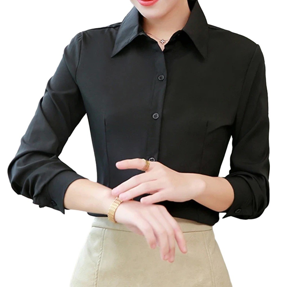 Hot New Tops Blouse Shirt Women Business Button Up Solid Daily Elegant - Picture 16 of 25