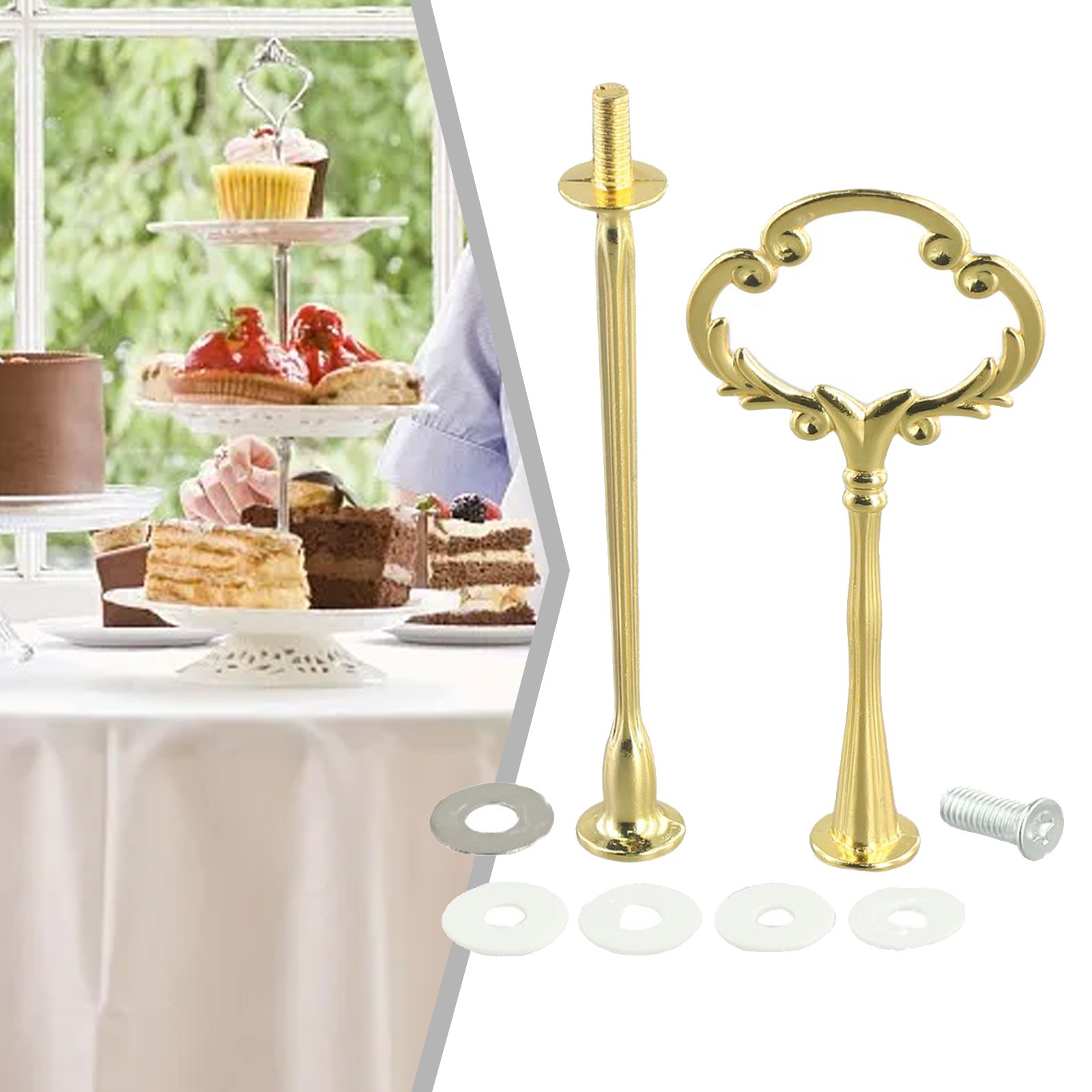 Practical and Functional Cake Plate Stand Cupcake Fittings Silver Golden - Picture 30 of 61