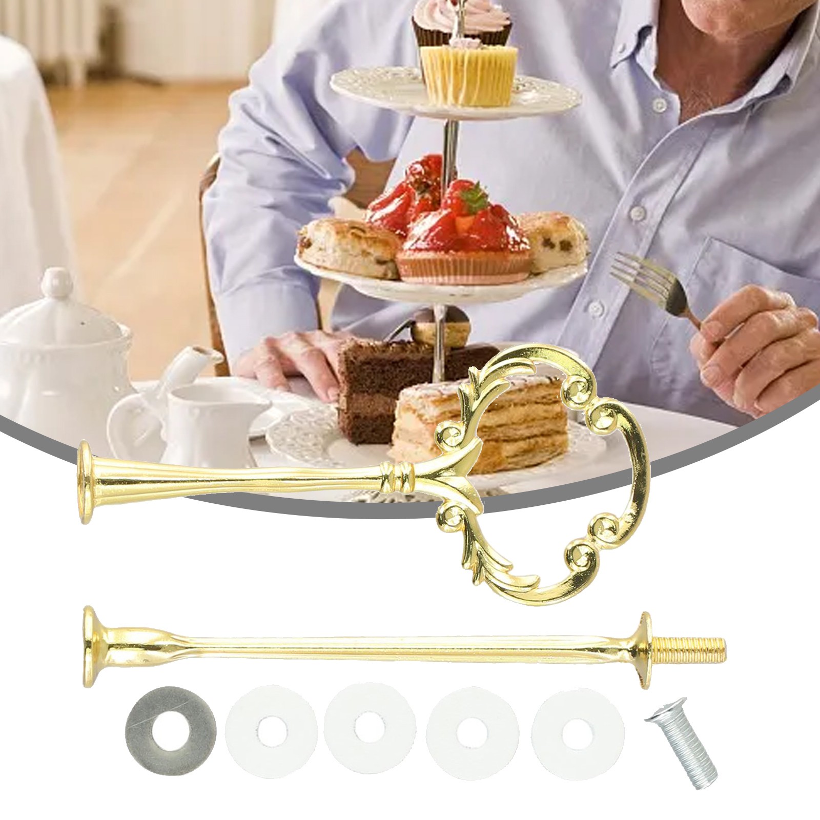 Practical and Functional Cake Plate Stand Cupcake Fittings Silver Golden - Picture 29 of 61
