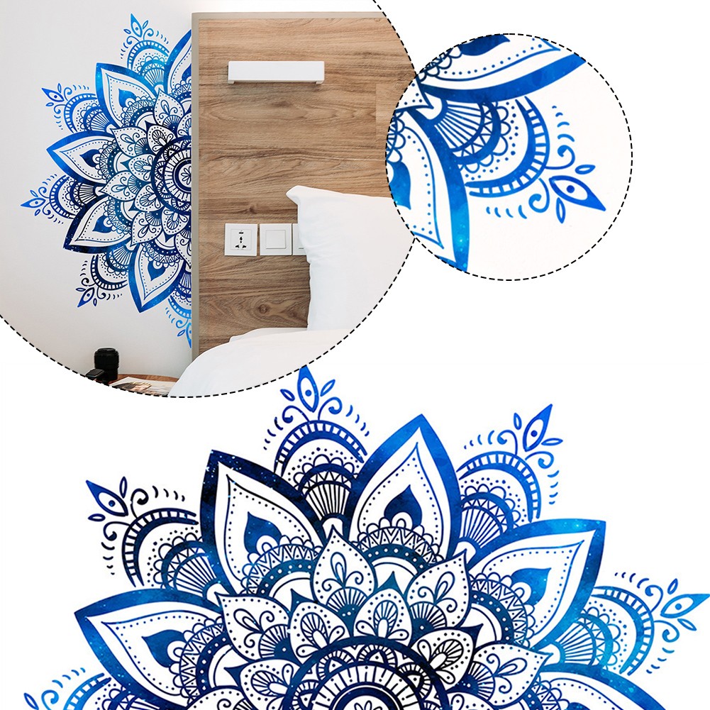 Adesivo murale vinile mandala disegno fiori di loto per arredamento casa e super - Foto 9 di 12