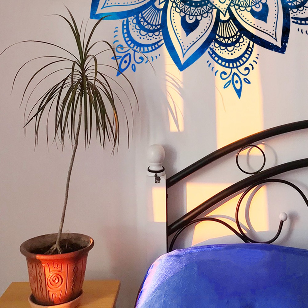 Adesivo murale vinile mandala disegno fiori di loto per arredamento casa e super - Foto 8 di 12