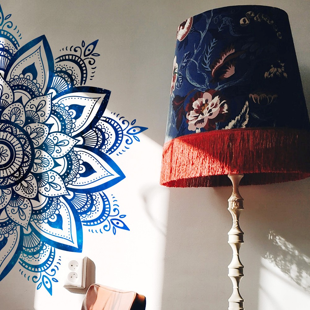 Adesivo murale vinile mandala disegno fiori di loto per arredamento casa e super - Foto 12 di 12