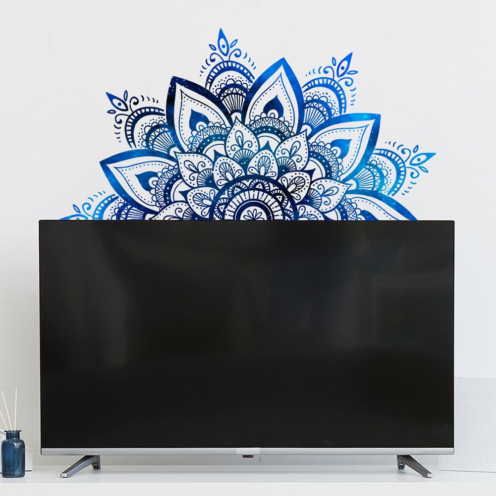 Adesivo murale vinile mandala disegno fiori di loto per arredamento casa e super - Foto 11 di 12