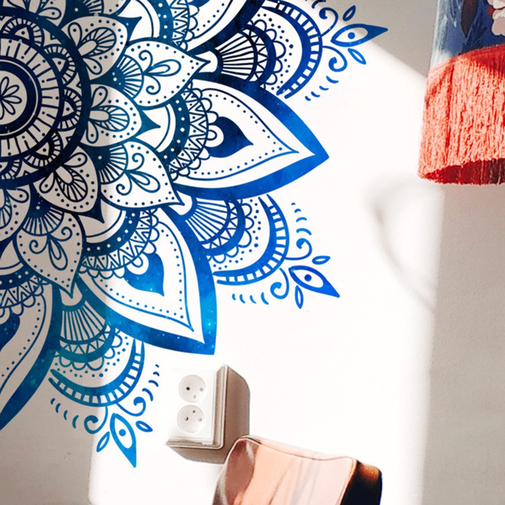 Adesivo murale vinile mandala disegno fiori di loto per arredamento casa e super - Foto 4 di 12