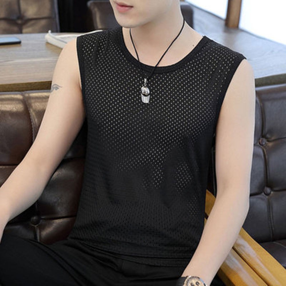 Men's Fashionable Ice Silk Tank Tops Lightweight and Breathable Material - Picture 8 of 9