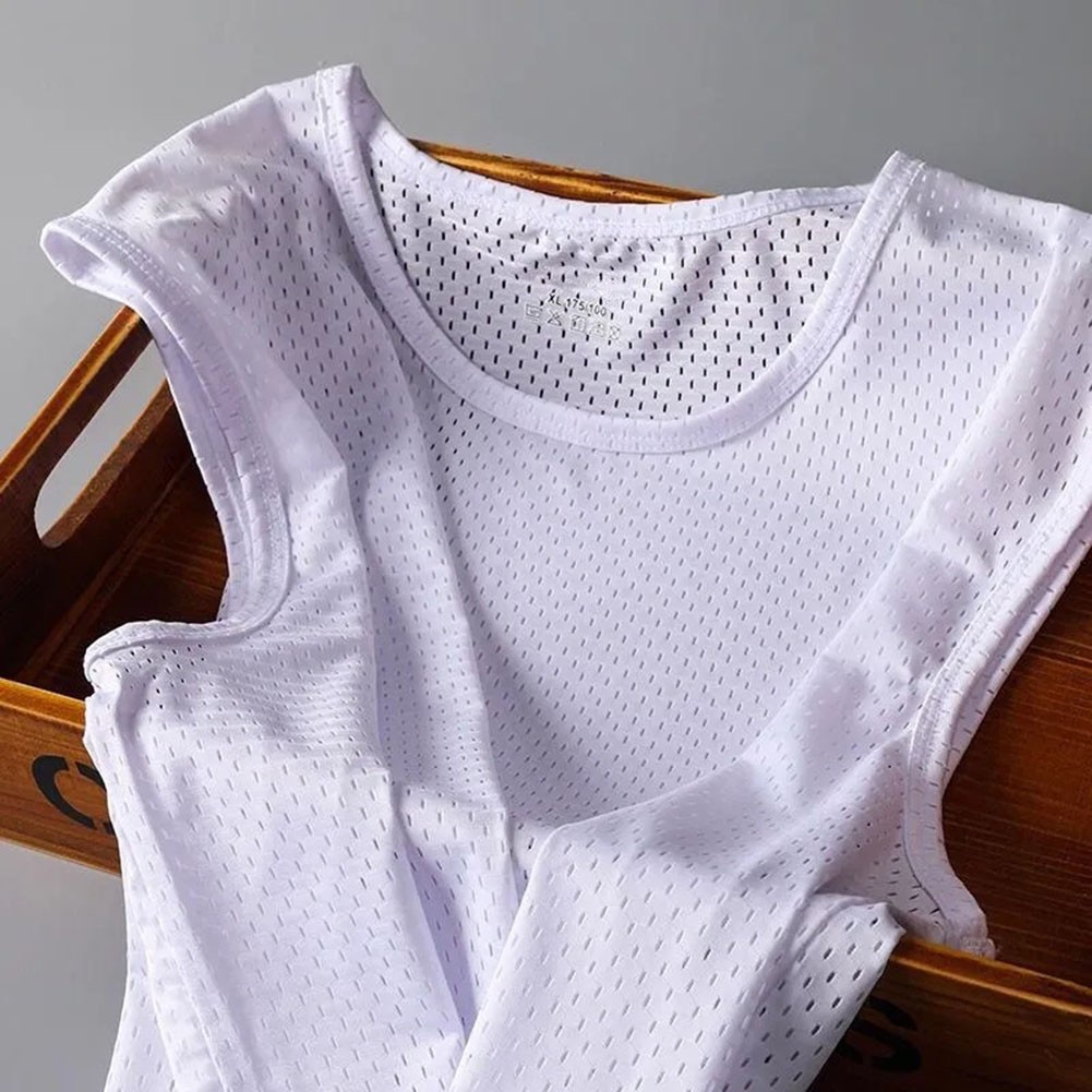 Men's Fashionable Ice Silk Tank Tops Lightweight and Breathable Material - Picture 7 of 9