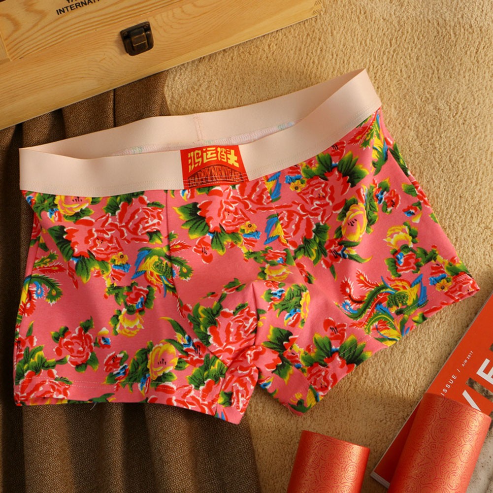 Calzoncillos boxer de algodón para hombre con diseño de flor de peonía bolsa cómoda transpirable - Imagen 28 de 29