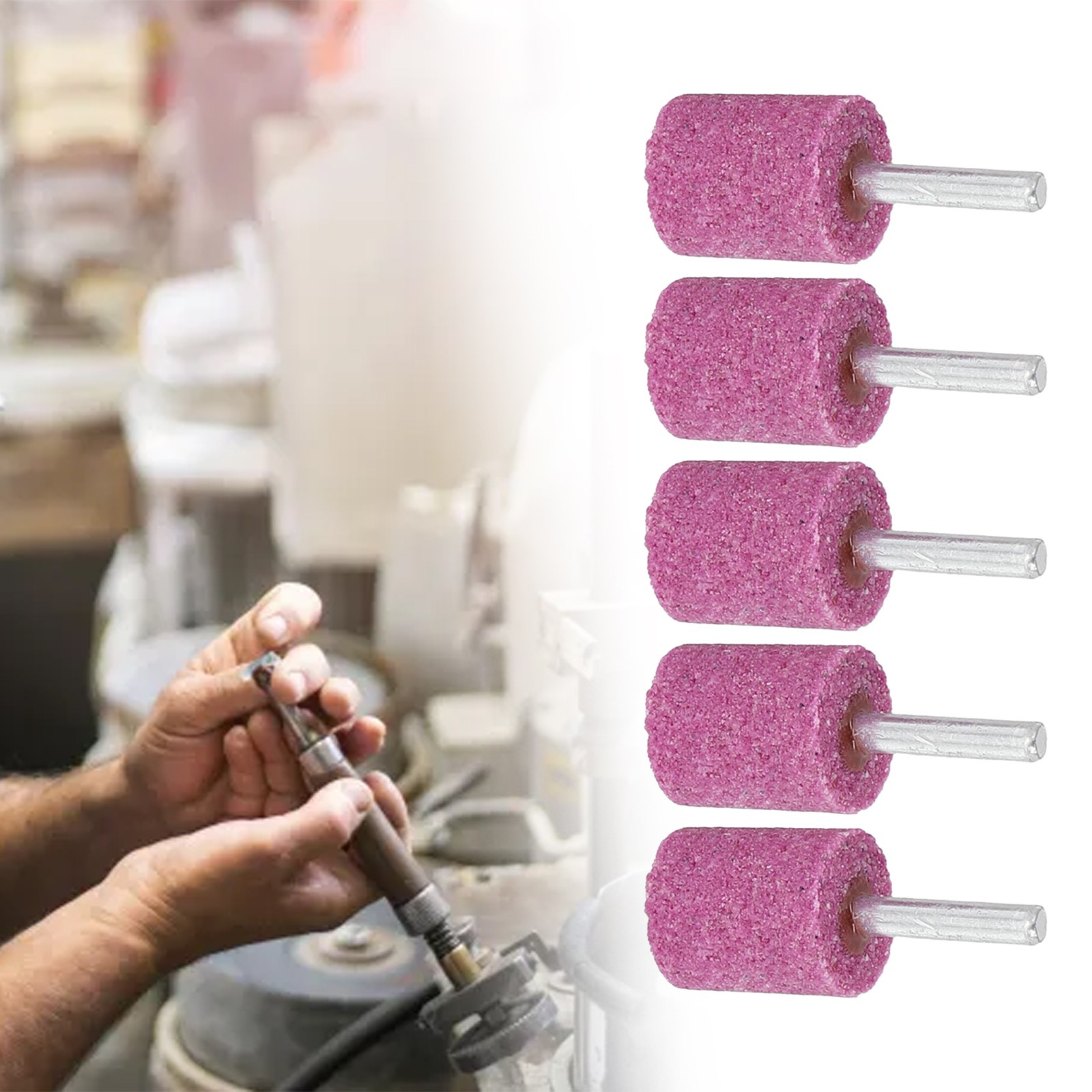 5 Stück 6 mm Schaft Schleifmittel montiert Steinschleifkopf Zylinder für Rotationswerkzeug - Bild 50 von 57