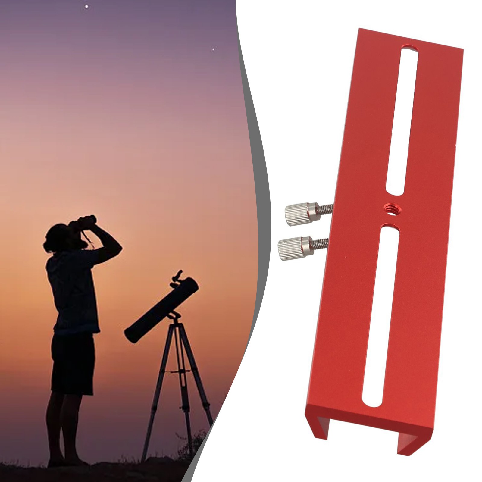Piastra A Coda Di Rondine Per Telescopio In Alluminio - 4,25 Pollici (108 Mm) - Con Viti 1/4 E M6 - Per Montature Equatoriali, Treppiedi E Fotocamere - Colore Rosso