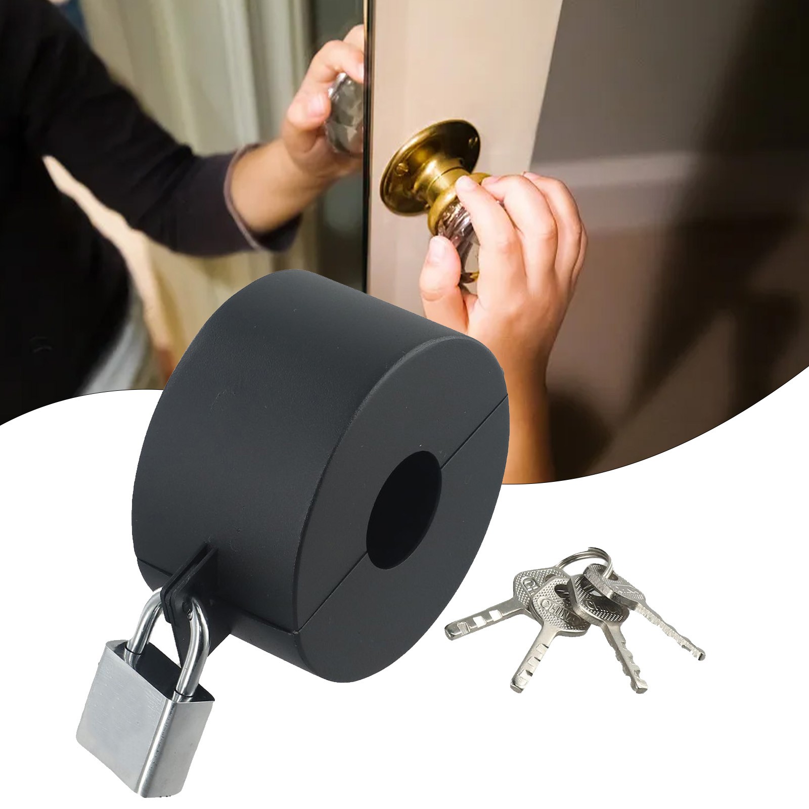 Stainless Steel Door Handle Lock Prevent Rotating Knobs and Security