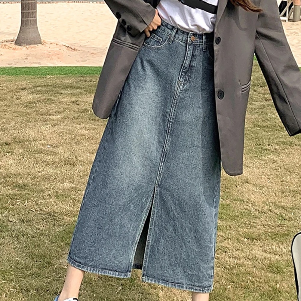 Long Skirt Female Daily Parties Vintage A-line High Waisted Knee Length - Picture 25 of 38