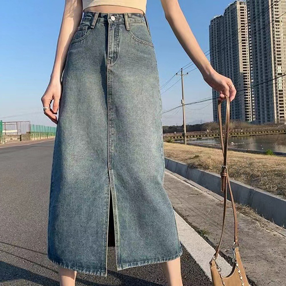 Long Skirt Female Daily Parties Vintage A-line High Waisted Knee Length - Picture 29 of 38