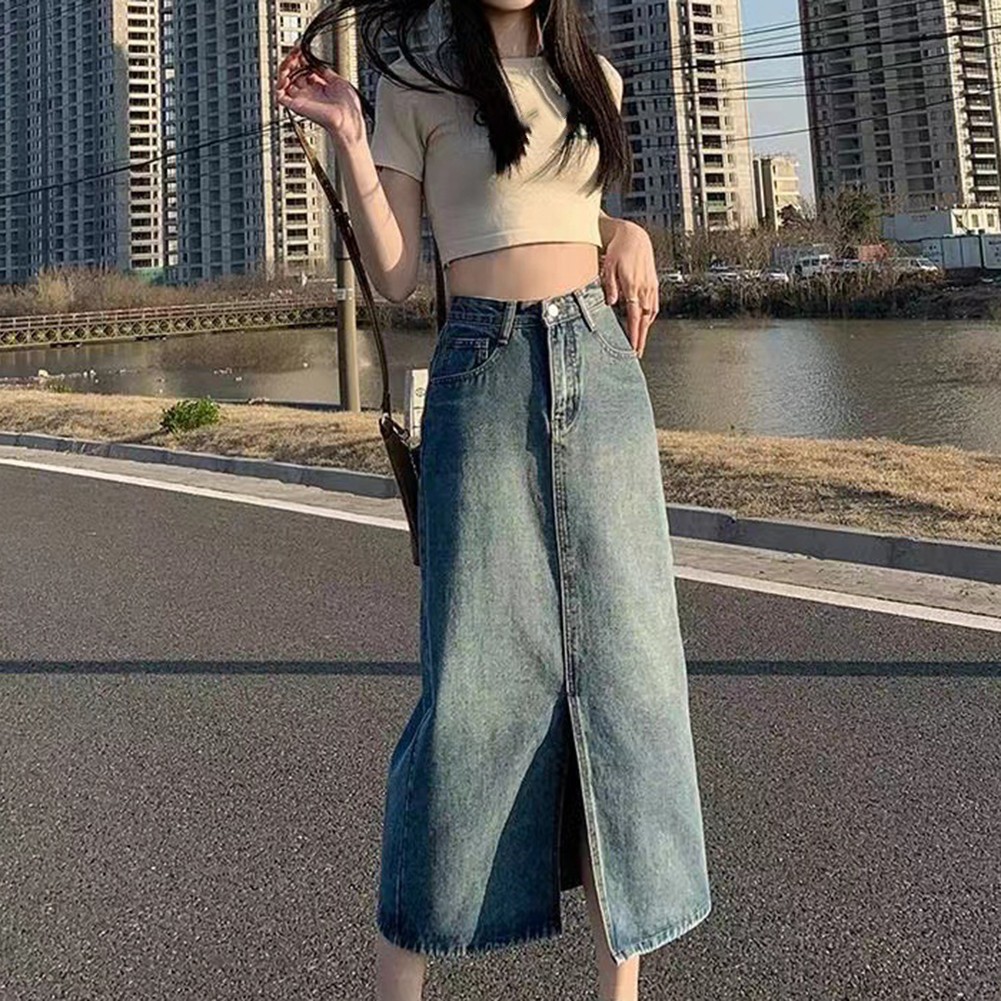 Long Skirt Female Daily Parties Vintage A-line High Waisted Knee Length - Picture 27 of 38