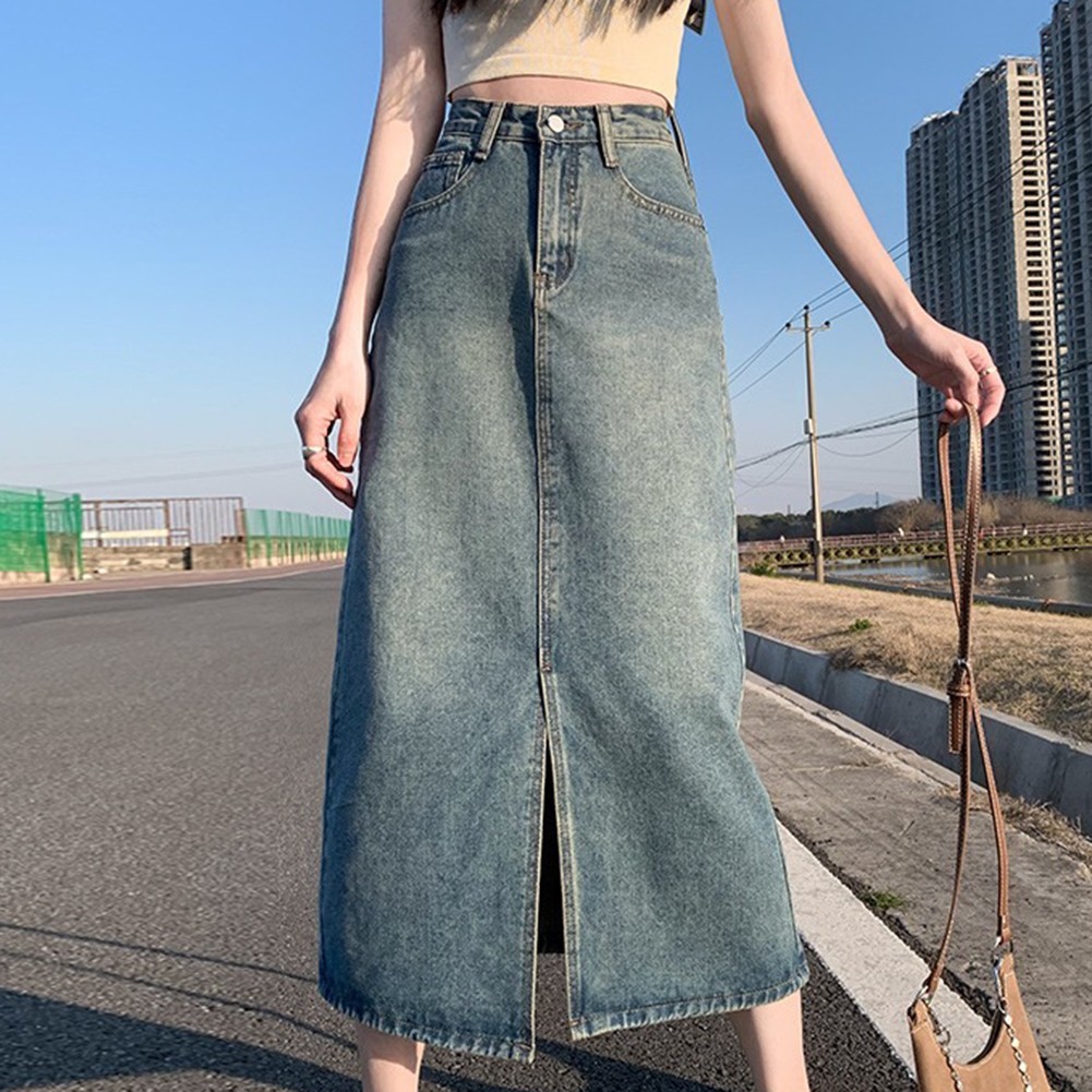 Long Skirt Female Daily Parties Vintage A-line High Waisted Knee Length - Picture 32 of 38