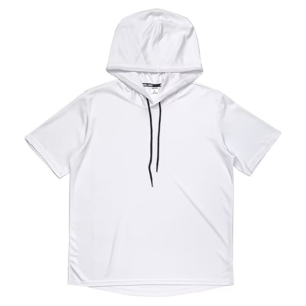 Streetwear Hooded T Shirt Men's Loose Solid Color Thin Short Sleeve Fashion - Picture 13 of 20