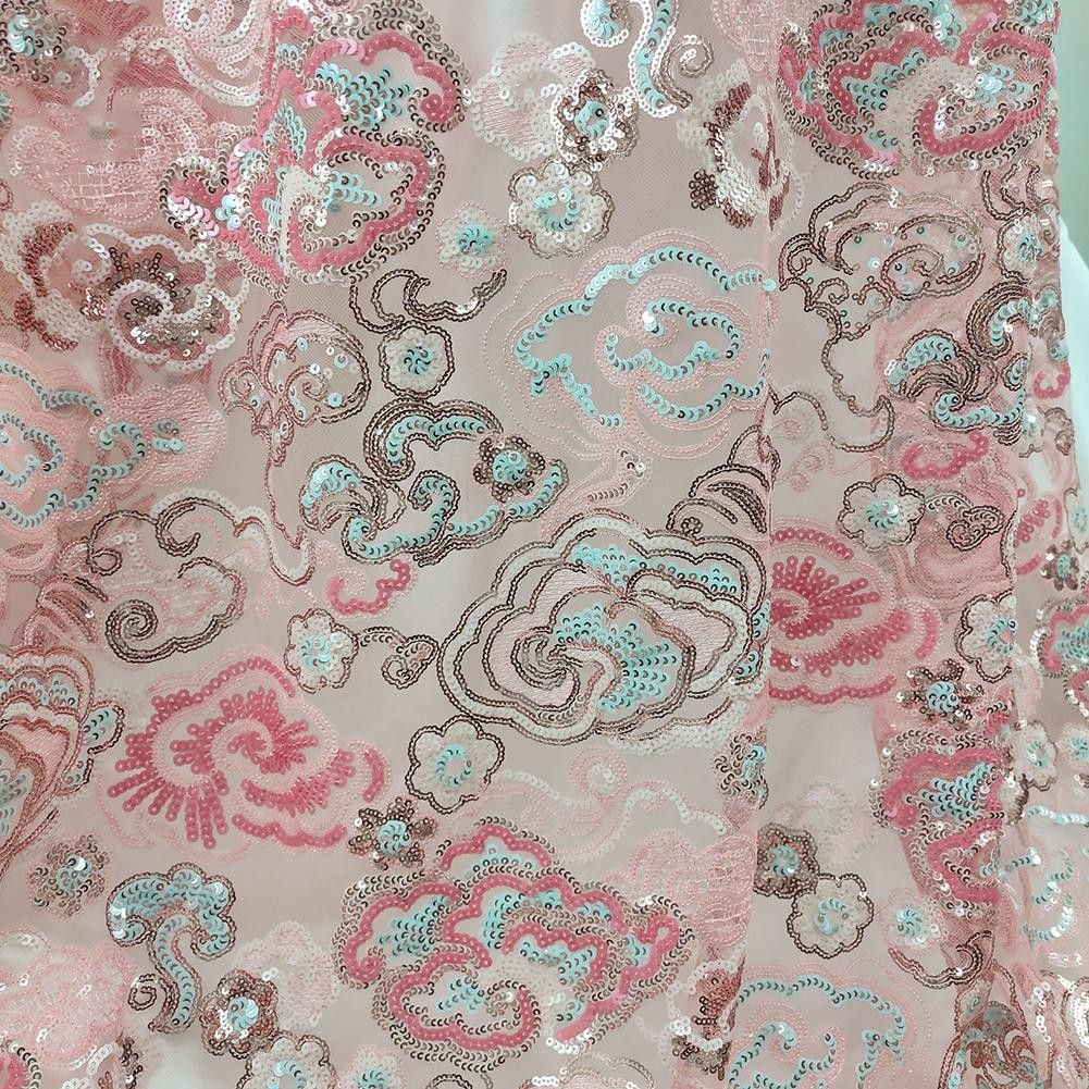 Tissu dentelle paillettes nuages ​​de bon augure pour robes de mariée élégantes achats et artisanat