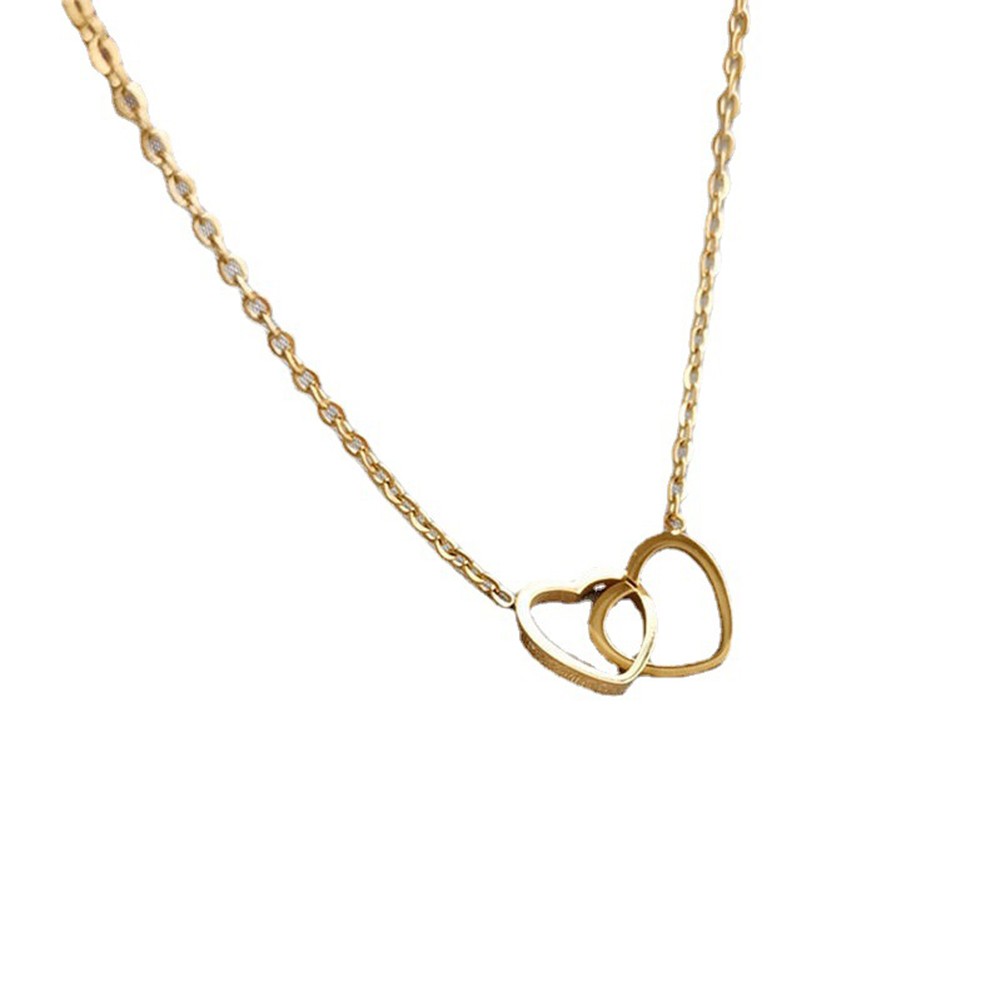 Elegant double ring heart pendant necklace understated beauty for women - Picture 6 of 14