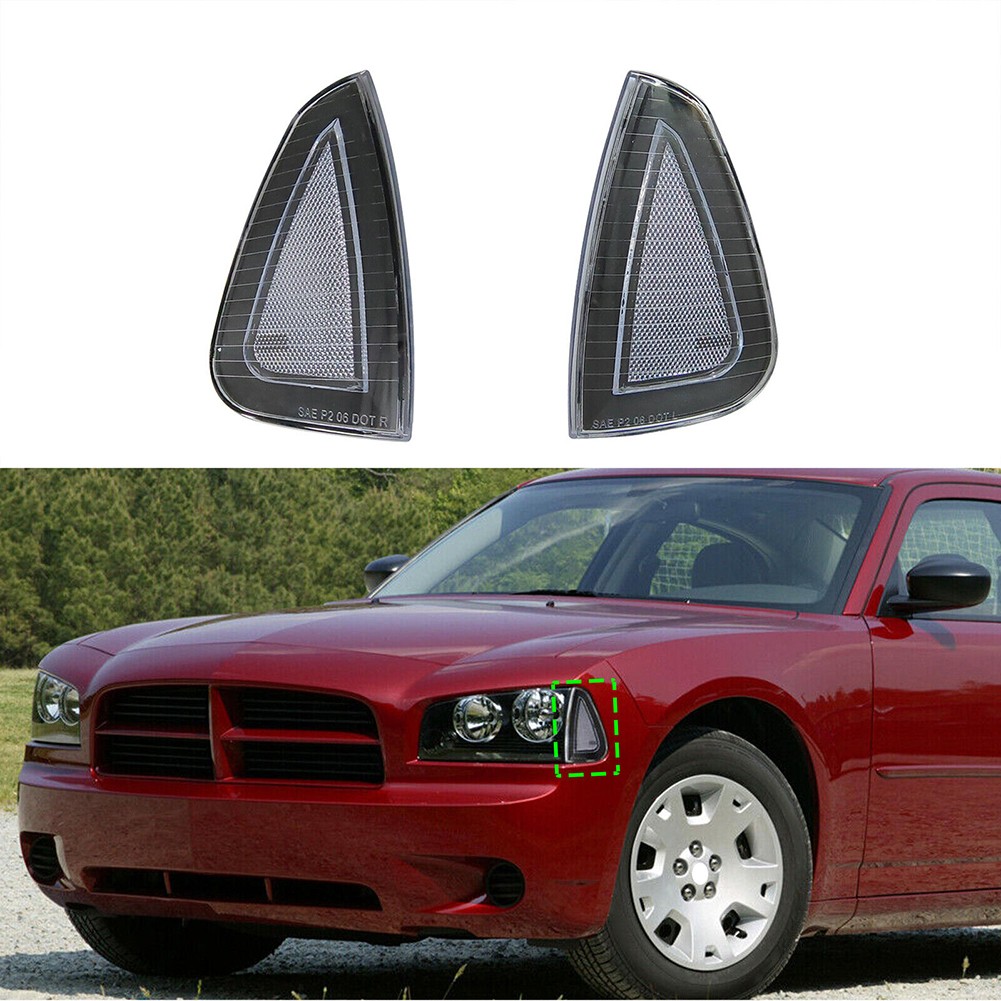 Car Front Turn Signal Light Side Marker Lamp Cover For Dodge Charger 2006?2010 - Foto 30 di 56