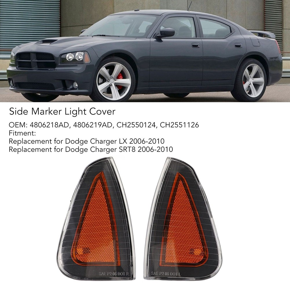 Car Front Turn Signal Light Side Marker Lamp Cover For Dodge Charger 2006?2010 - Foto 50 di 56
