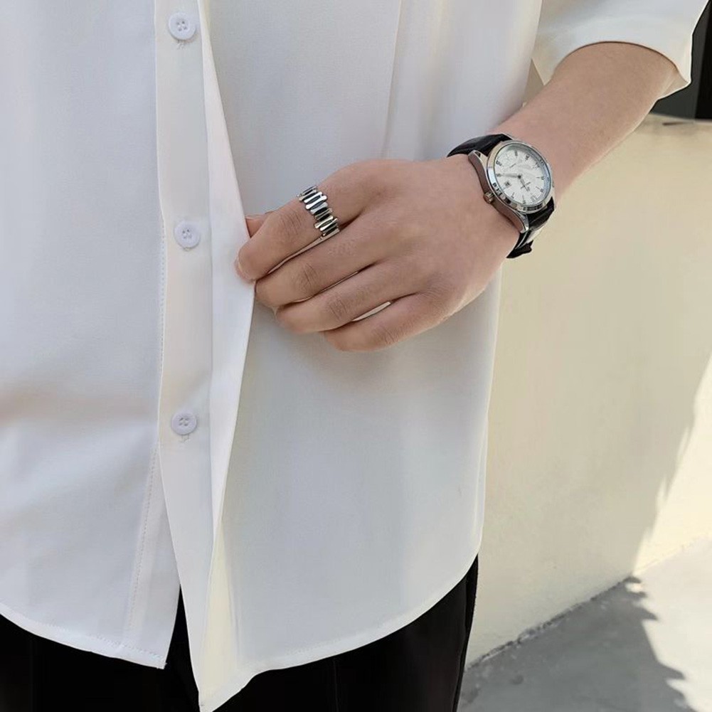 Summer Black Men Plain Loose Casual Short Sleeve Shirt Handsome Button Top - Picture 14 of 34