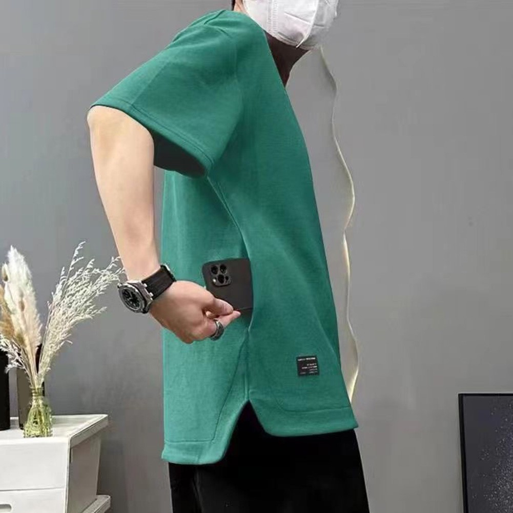 Camiseta funcional con cuello en O para hombre diseñada con una elegante función de bolsillo oculto - Imagen 13 de 19