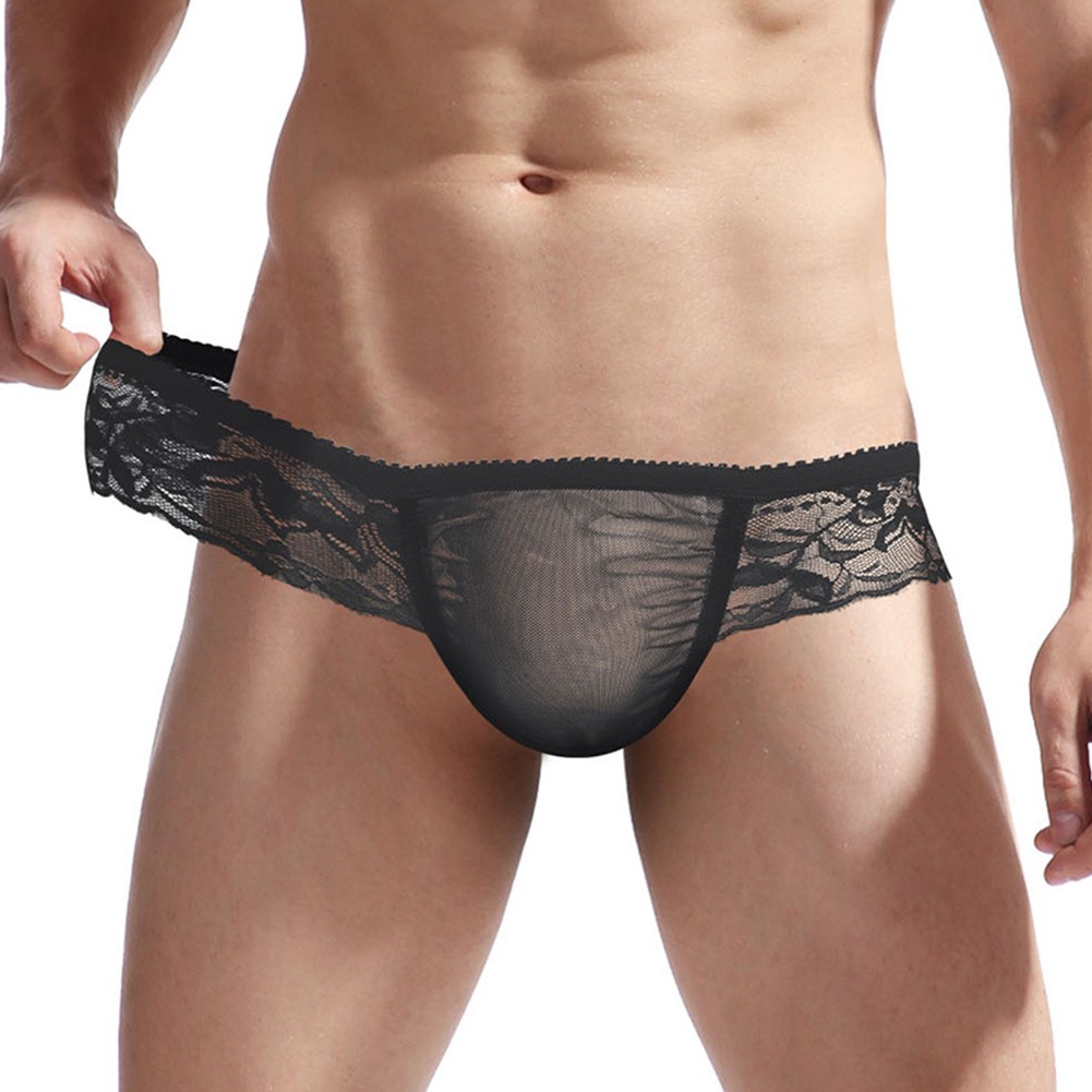 Bequem Unterwäsche Slip Schwarz Sissy Dessous Slip Spitze Tanga Beutel - Bild 25 von 36