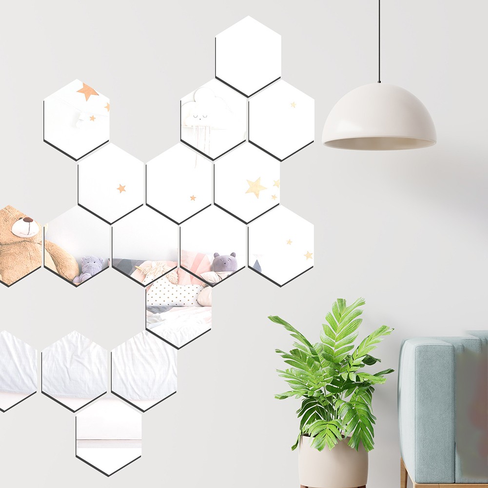 Piastrelle da Parete Specchio Esagonale Funzionali 12pz con Design Unico e Touch Moderno - Foto 29 di 57