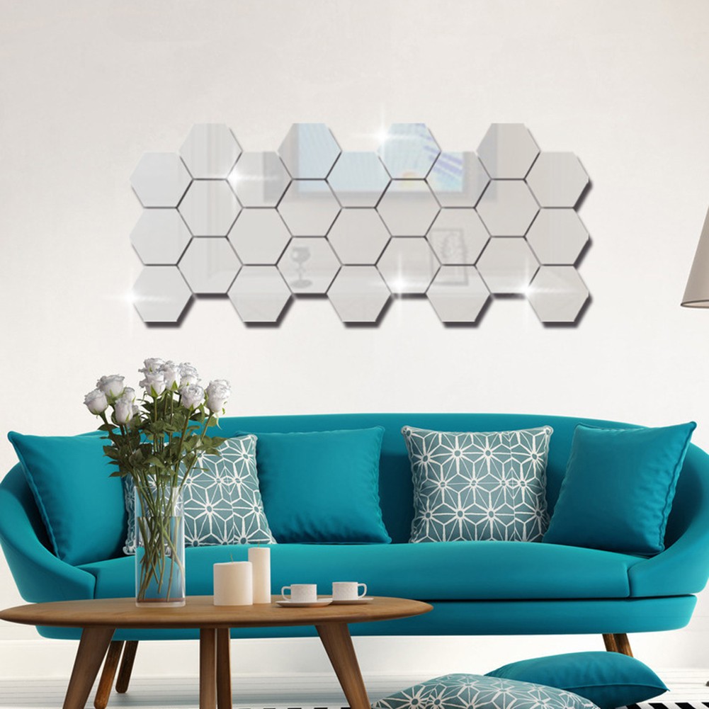 Piastrelle da Parete Specchio Esagonale Funzionali 12pz con Design Unico e Touch Moderno - Foto 27 di 57