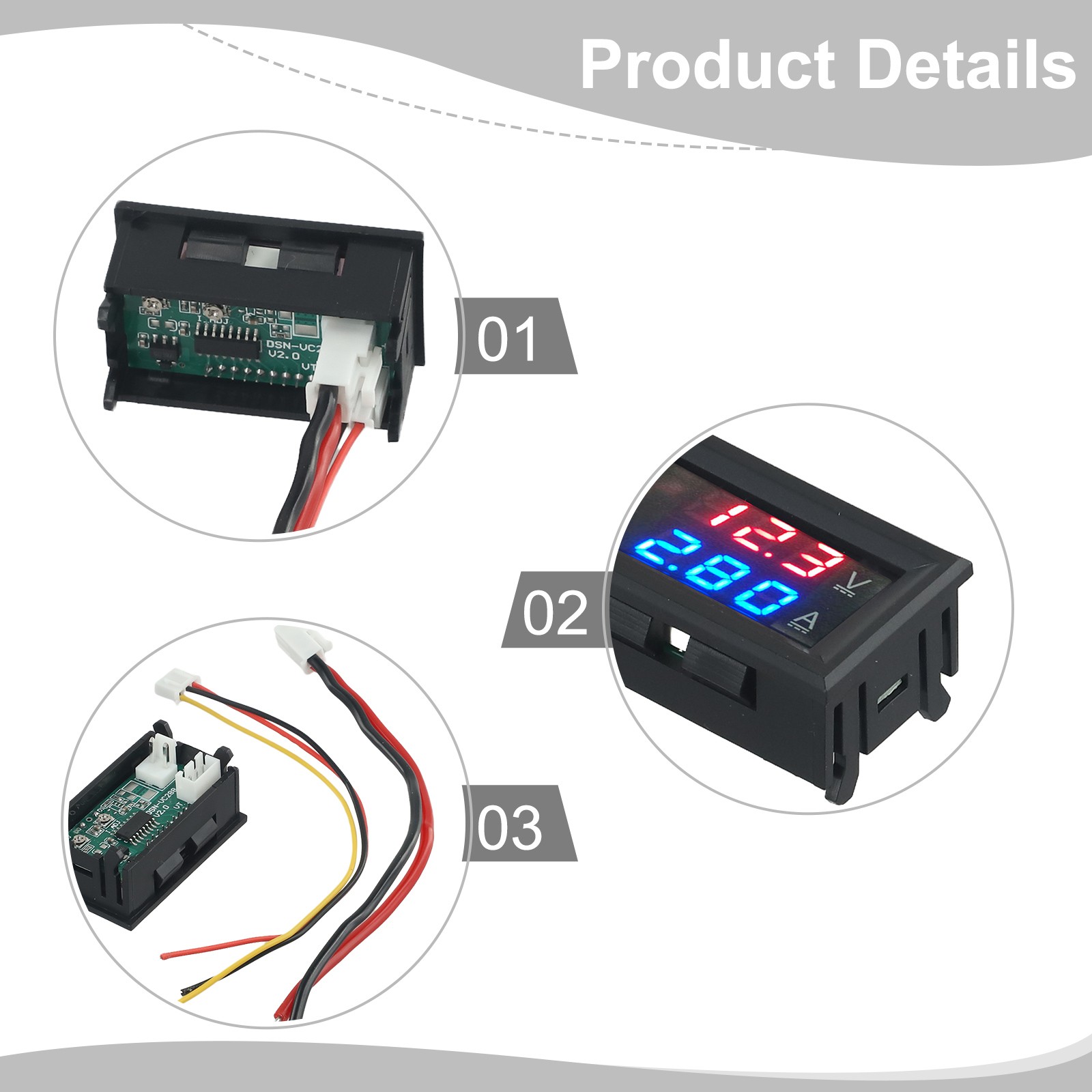 100A Digital Voltmeter Amperemeter 48 X 29 X 21mm Blau DC 0-100V 10A Langlebig - Bild 38 von 46