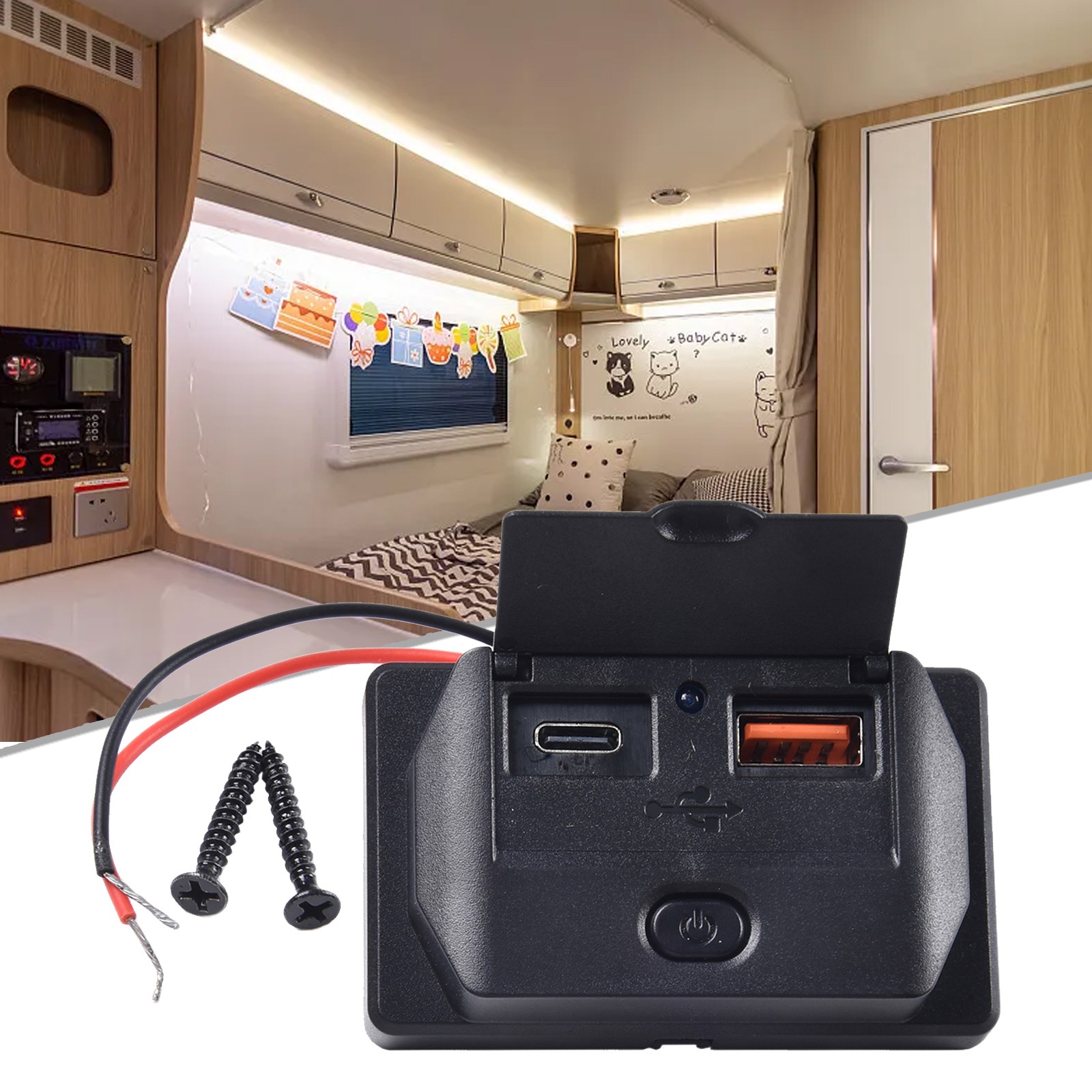 Prise Chargeur USB Facile à Installer avec Indicateur LED pour Voitures RV Bate - Photo 21 sur 31