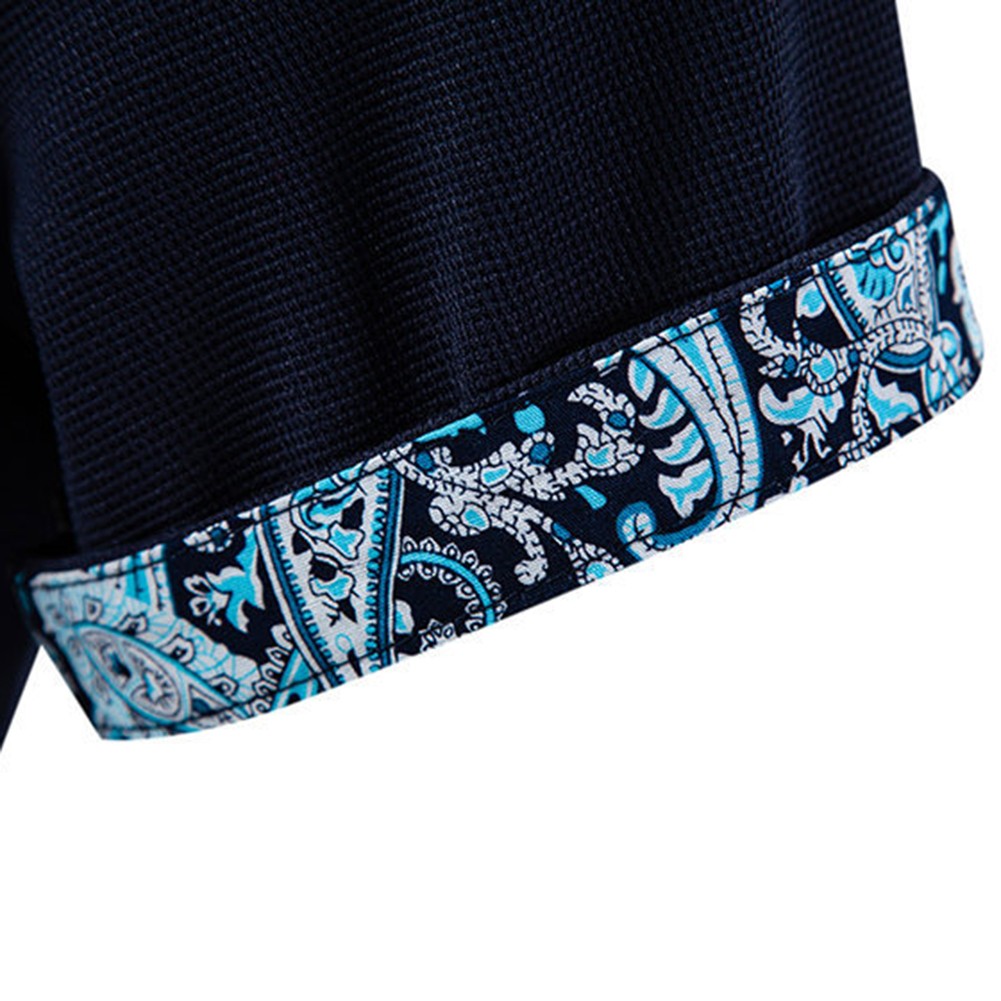 Prendas para el torso de verano con cuello vuelto para hombre con diseño de retazos de flores - Imagen 18 de 57