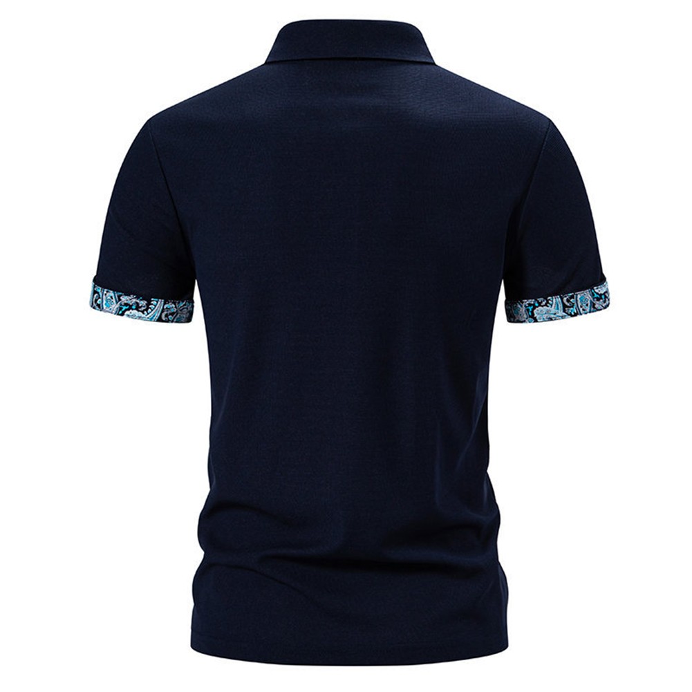 Prendas para el torso de verano con cuello vuelto para hombre con diseño de retazos de flores - Imagen 19 de 57