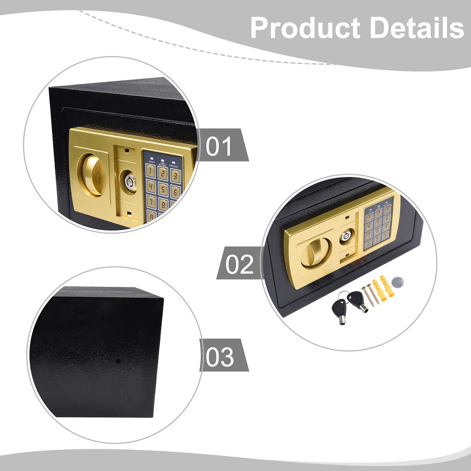 Small Fireproof Safe Box Waterproof Black Money Box Numeric Safe Savings - Picture 23 of 31