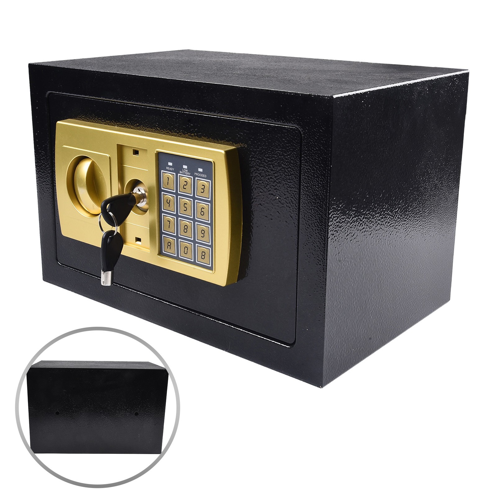 Small Fireproof Safe Box Waterproof Black Money Box Numeric Safe Savings - Picture 22 of 31
