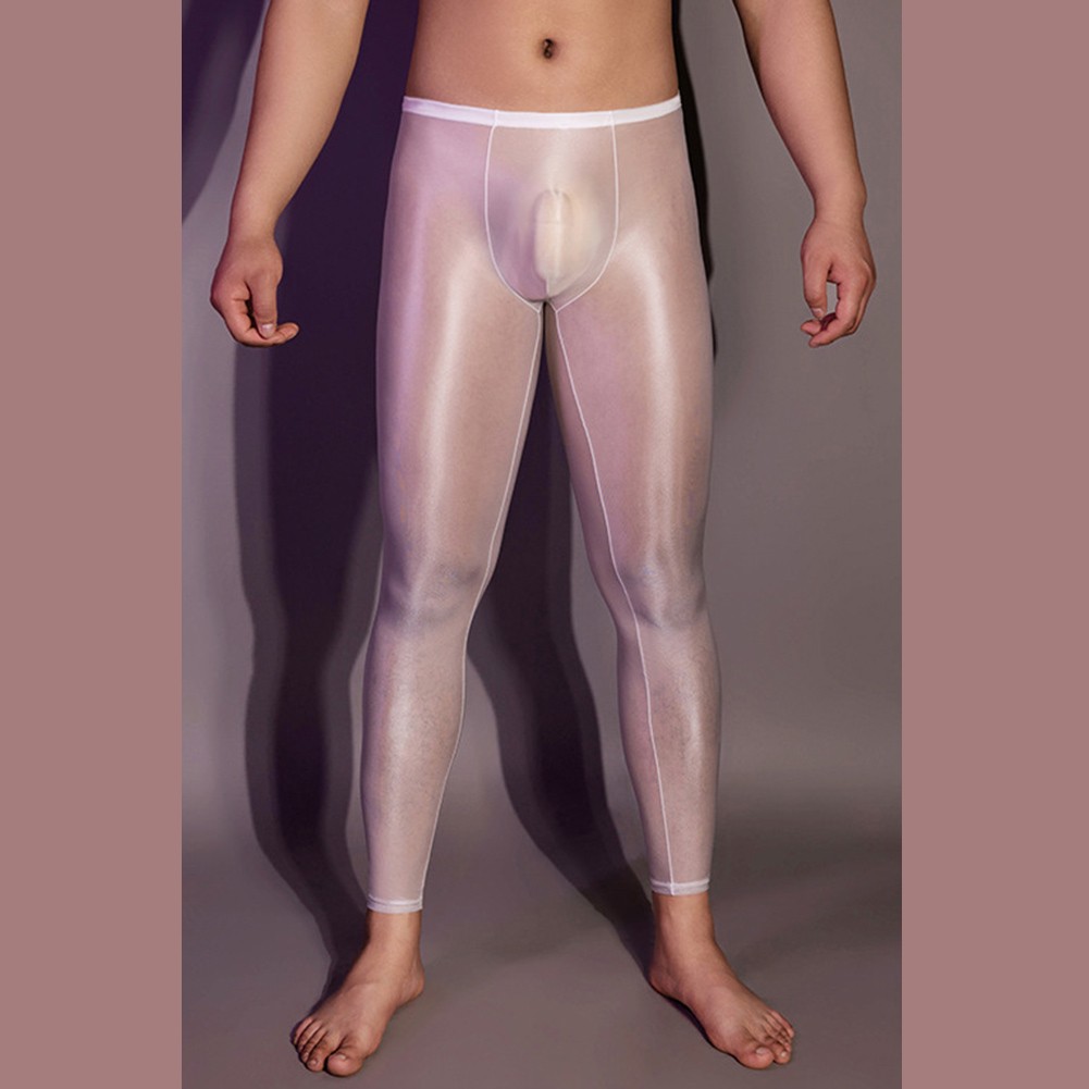 Leggings ultra sottili alla moda vedi attraverso pantaloni lunghi per uomo intimo trasparente - Foto 12 di 18