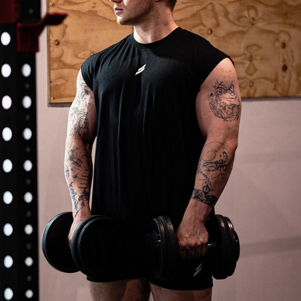 Weste Unterhemd Crew -Hals Fitnesssport Hellgrau Herren Marine Ärmellos - Picture 17 of 19