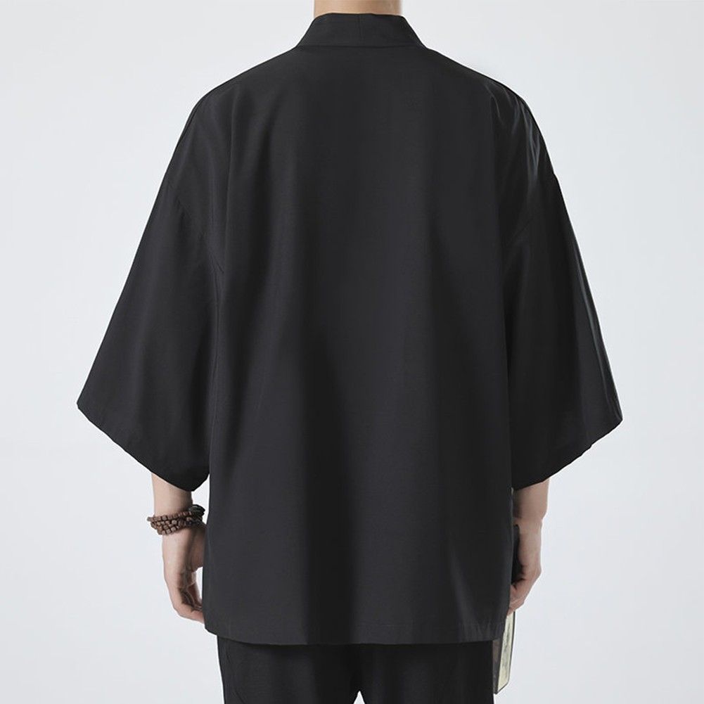 Classic Men's Japanese Kimono Top Robe Coat Outerwear Open Front Cardigan - Picture 26 of 38