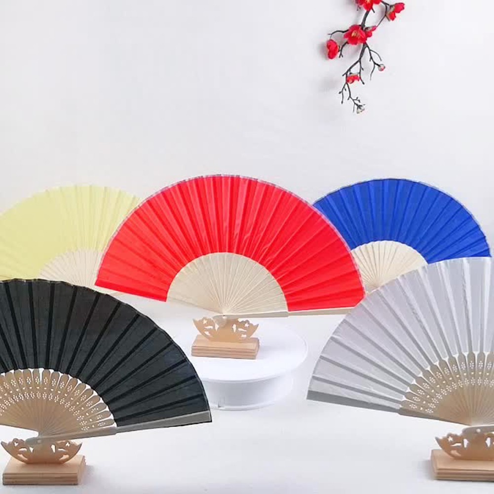 Striking Red Chinese Style Silk Small Fan Wood and Soft Silk Fabric Portable - Picture 36 of 64