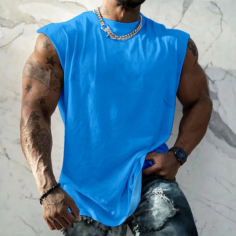 Herren T-Shirt Rundhals Tank Tops Ärmellos Trägershirt Gym Sport Fitness Unter - Bild 14 von 16