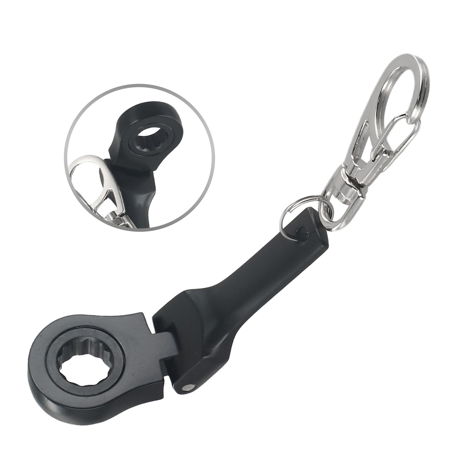 Mini 10mm Ratchet Wrench Keychain Tool 180 Degree Rotation (Mirror Silver) - Picture 43 of 58