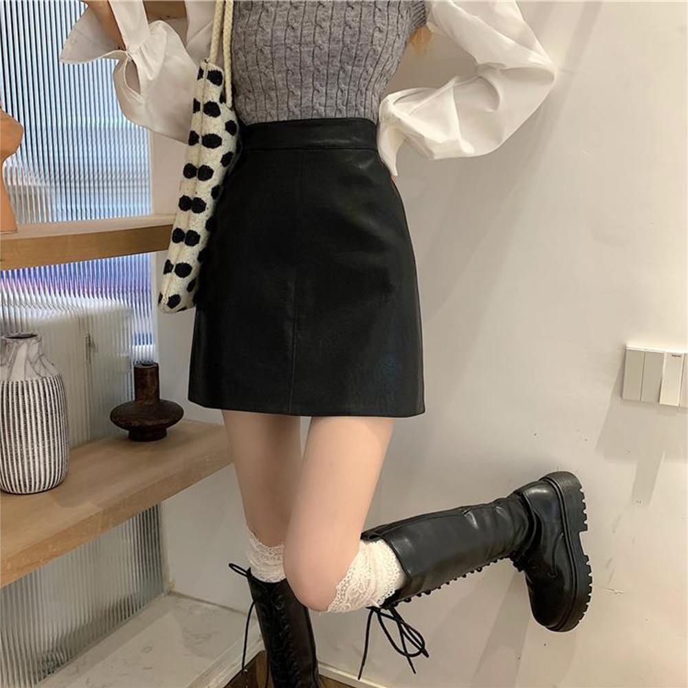 Trendy Short Skirt in PU Leather High Waist Design Feminine and Stylish - Picture 22 of 23