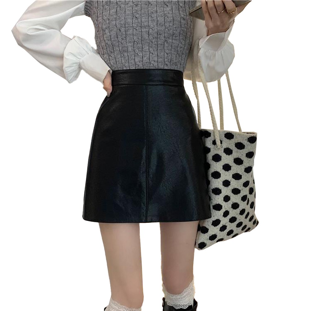 Trendy Short Skirt in PU Leather High Waist Design Feminine and Stylish - Picture 17 of 23