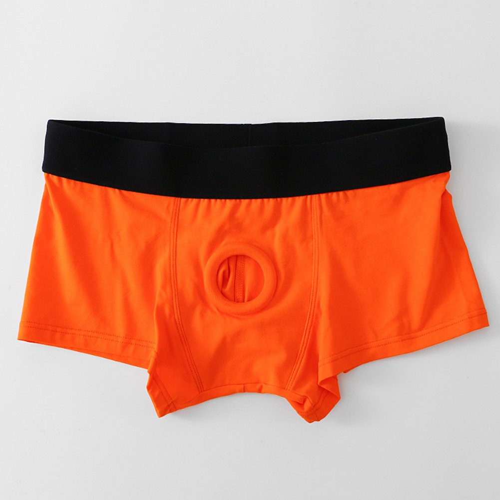 Breathable Low Waist Men's Cotton Underwear Boxer Briefs with Sexy Hole - Picture 20 of 22