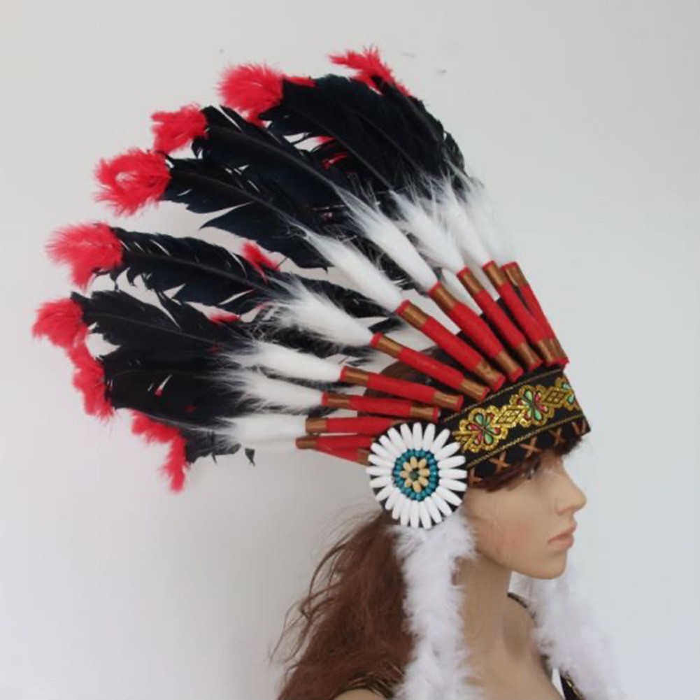 Feder Kopfschmuck Indianer Kopfbedeckung Stamm-Chef Bühne Halloween Party Foto - Bild 24 von 28
